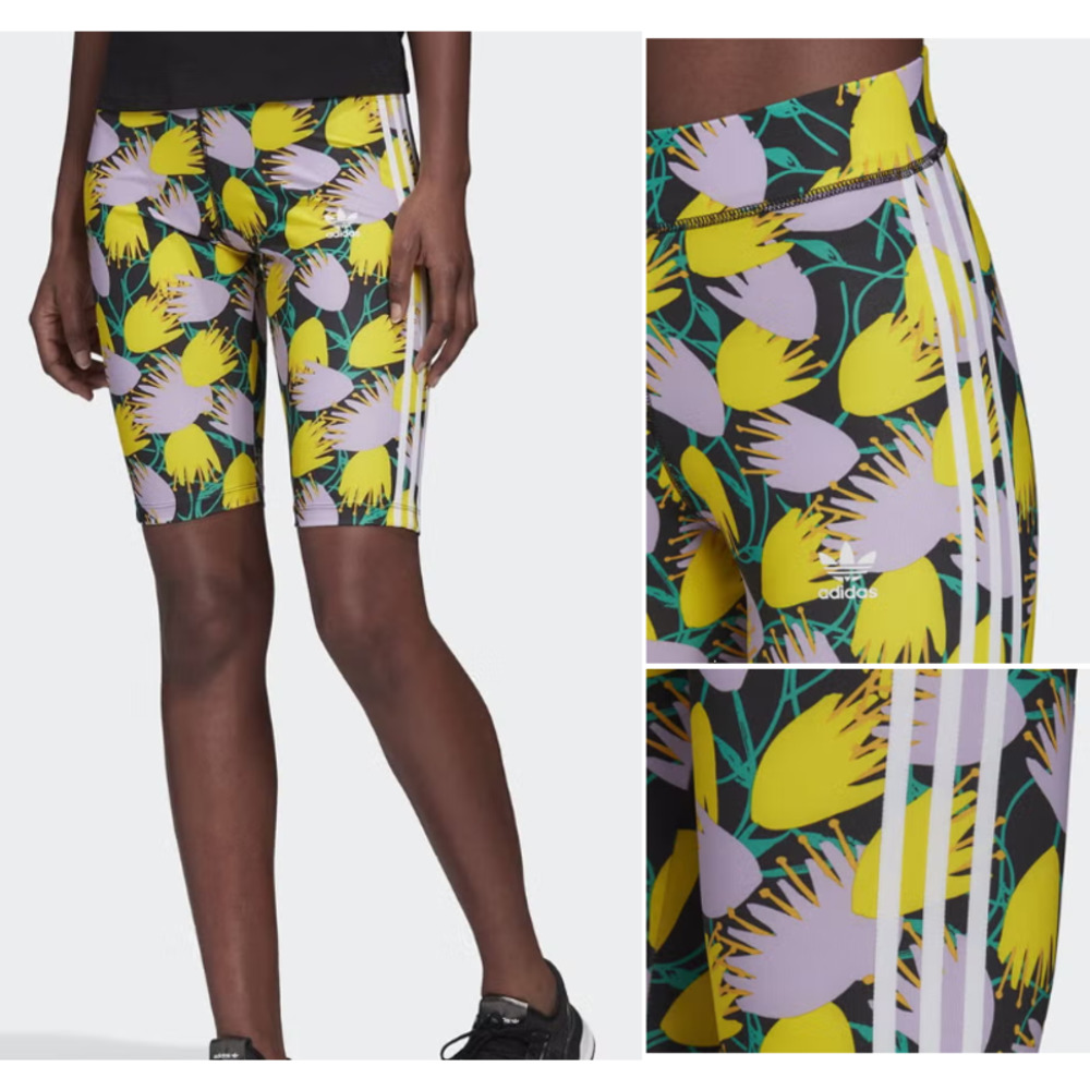 Adidas | All-Over Floral 3-Stripe Cycling Biker Shorts 11" Inseam